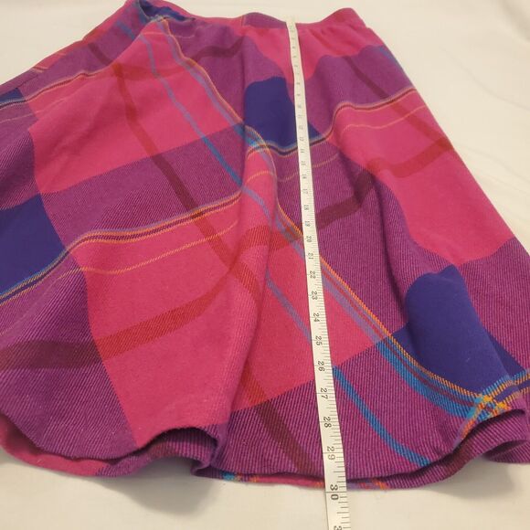 Vtg Ms Russ Pink Blue Heritage Plaid Wool Midi Skirt Sz M/L Union Made ILGWU - Picture 5 of 9